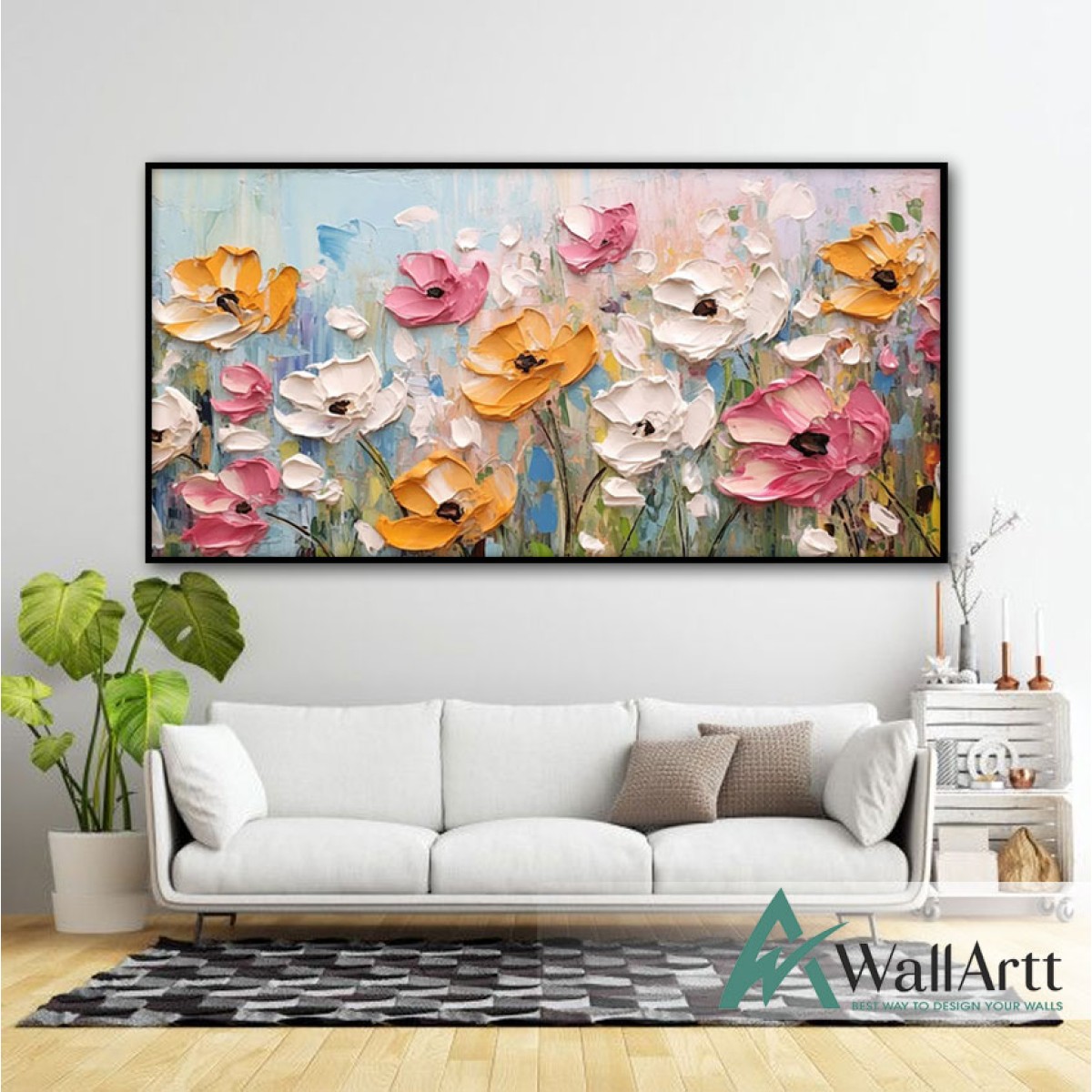 Colorful Flowers 3d Heavy Textured Partial Oil Painting